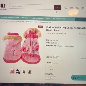 Dogo parka dog coat with tags